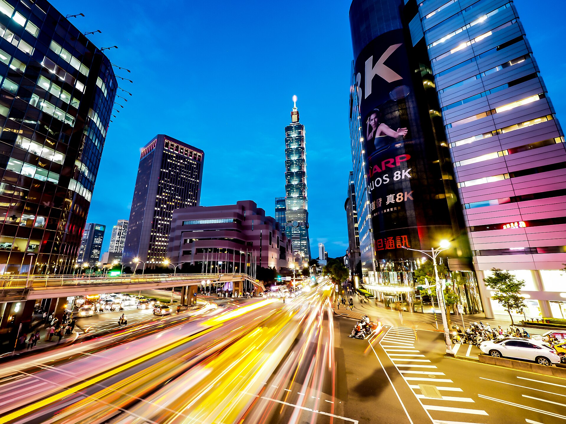 Taipei 101 and the Xinyi district at night, Taipei